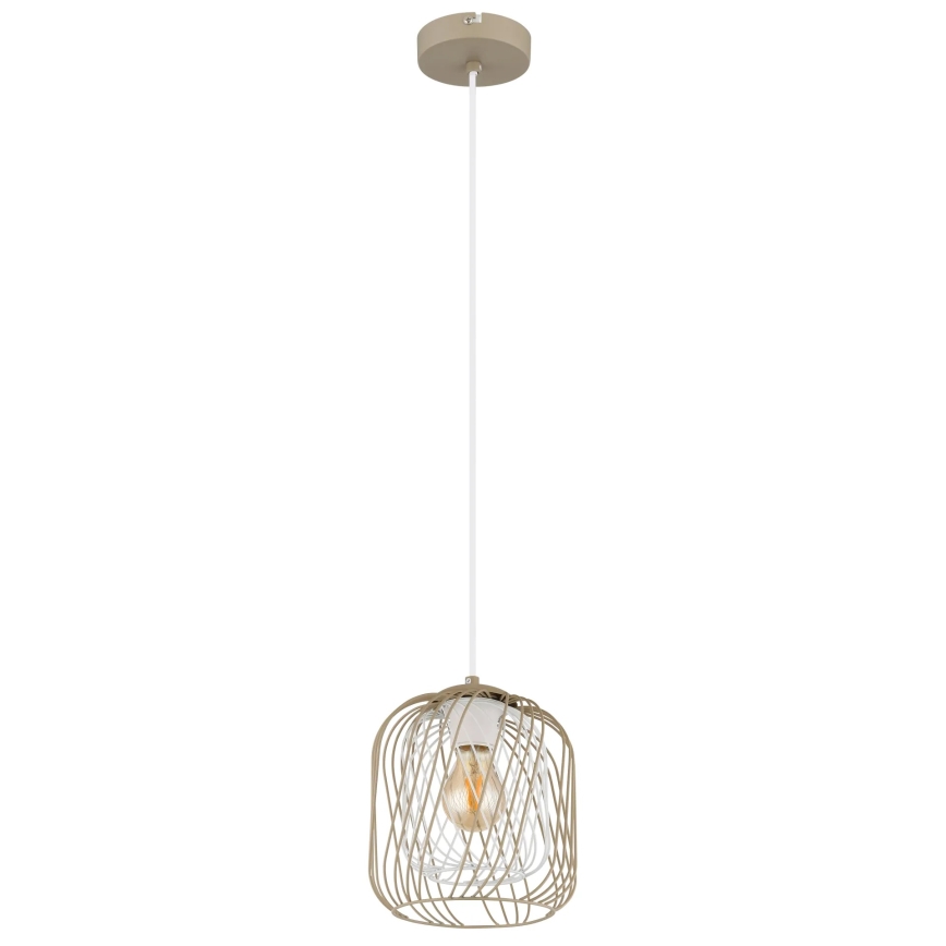 Globo - Pendel på kabel 1xE27/40W/230V Ø 18 cm beige/hvid