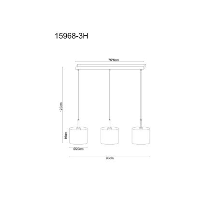 Globo - Pendel på wire 3xE27/40W/230V
