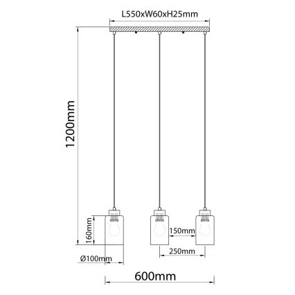 Globo - Kabelpendel 3xE27/60W/230V eg/hvid