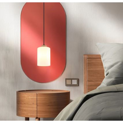 Globo - Pendel på ledning 1xE27/60W/230V beige/hvid