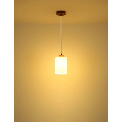 Globo - Pendel på kabel 1xE27/60W/230V egetræ/hvid