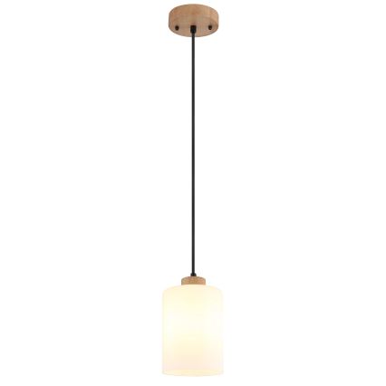 Globo - Pendel på kabel 1xE27/60W/230V egetræ/hvid