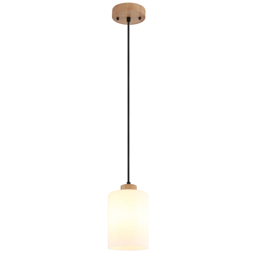 Globo - Pendel på kabel 1xE27/60W/230V egetræ/hvid