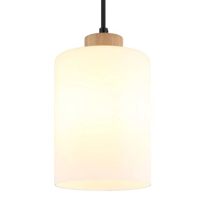 Globo - Pendel på kabel 1xE27/60W/230V egetræ/hvid