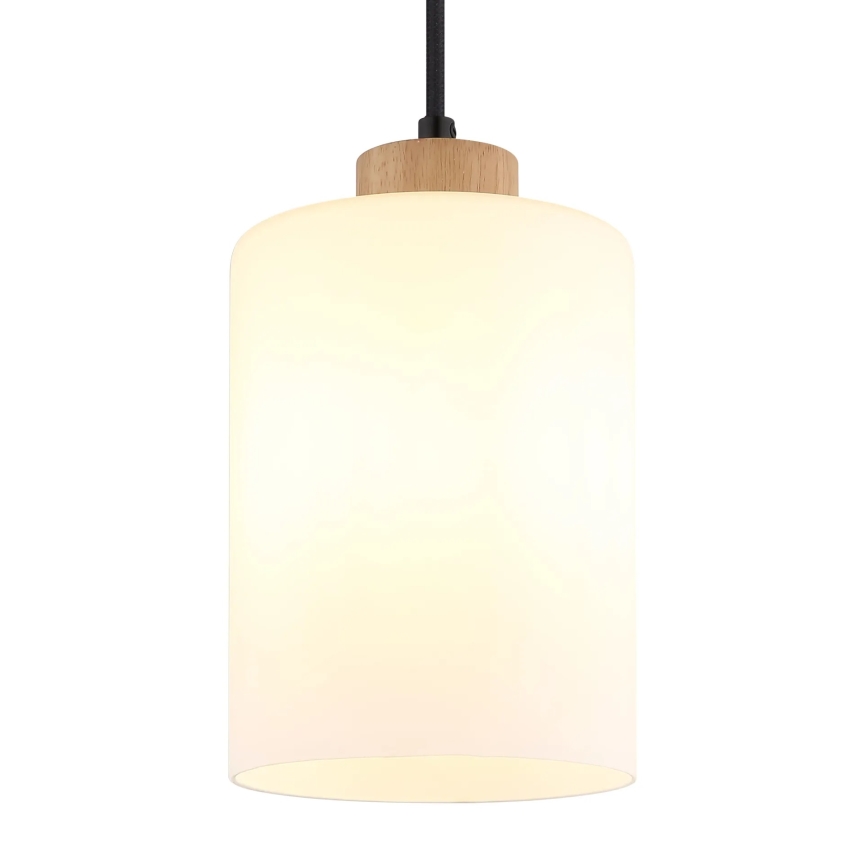 Globo - Pendel på kabel 1xE27/60W/230V egetræ/hvid