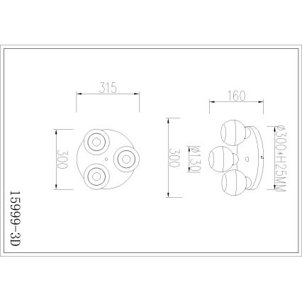 Globo - Loftlampe 3xE27/60W/230V Ø 31,5 cm