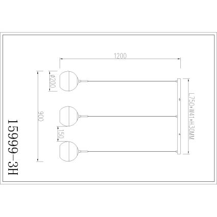 Globo - Pendel på wire 3xE27/60W/230V