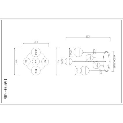 Globo - Pendel på kabel 5xE27/60W/230V