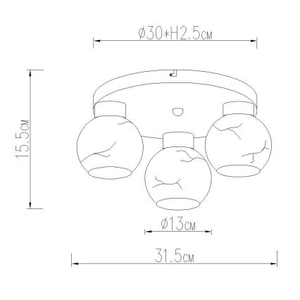 Globo - Loftlampe 3xE27/60W/230V Ø 31,5 cm