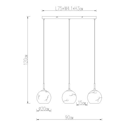 Globo - Pendel med wireophæng 3xE27/60W/230V