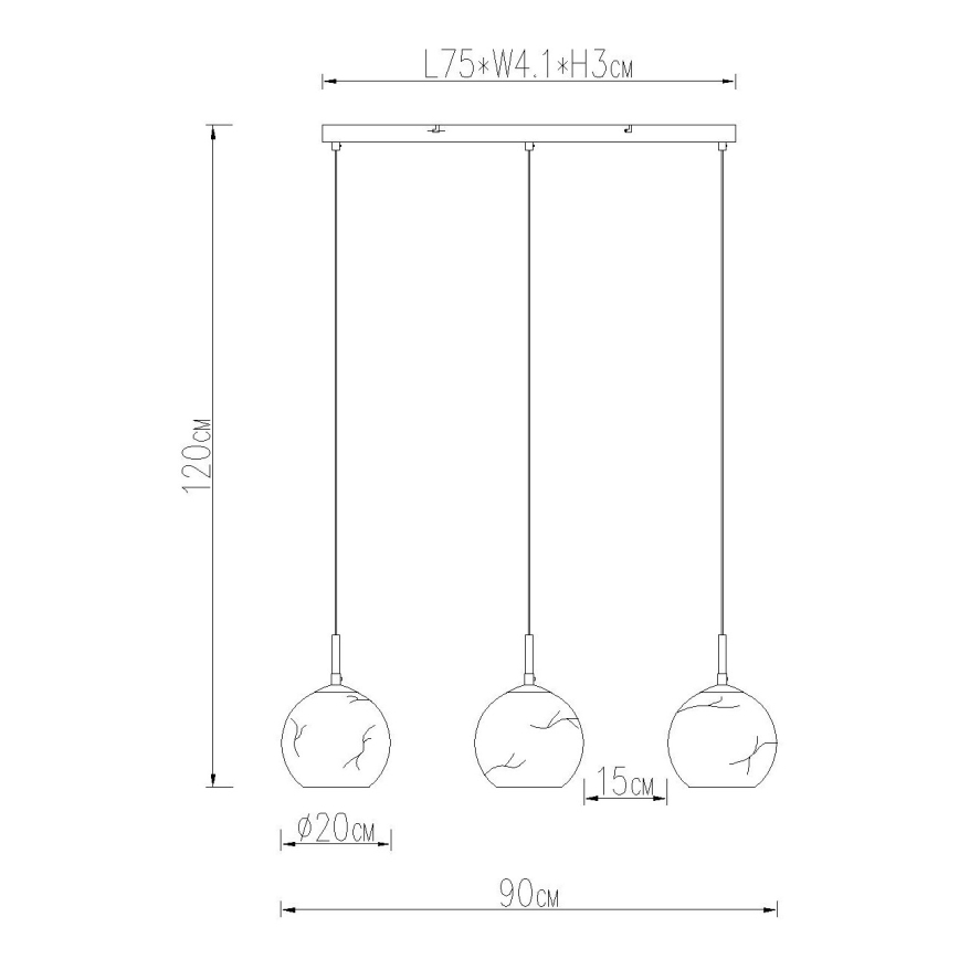 Globo - Pendel med wireophæng 3xE27/60W/230V