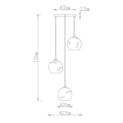 Globo - Pendellampe med ledning 3xE27/60W/230V Ø 42,5 cm