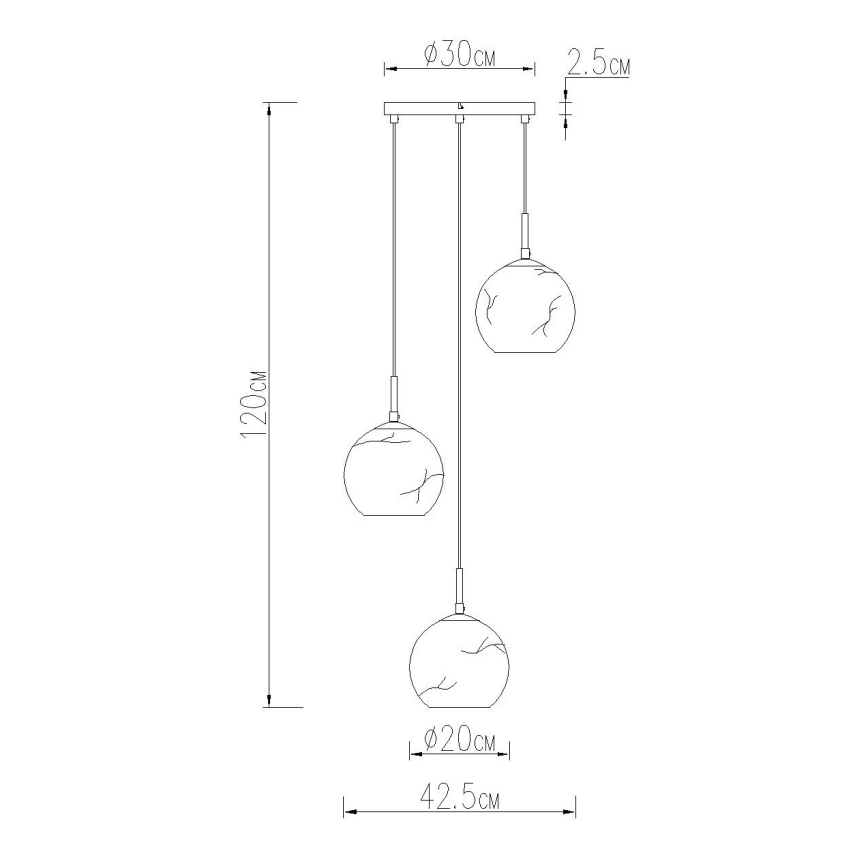 Globo - Pendellampe med ledning 3xE27/60W/230V Ø 42,5 cm