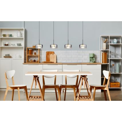 Globo - LED-pendel på kabel LED/24W/230V sort/røget