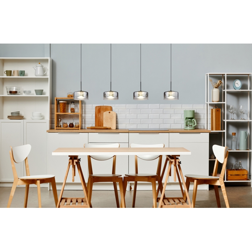 Globo - LED-pendel på kabel LED/24W/230V sort/røget