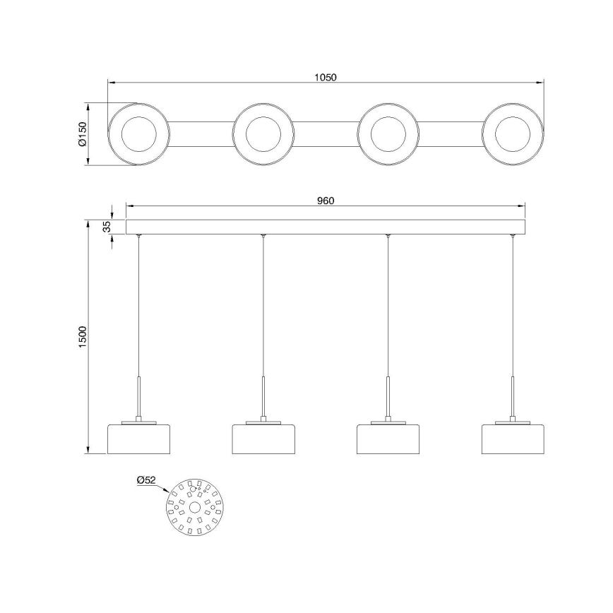 Globo - LED-pendel på kabel LED/24W/230V sort/røget