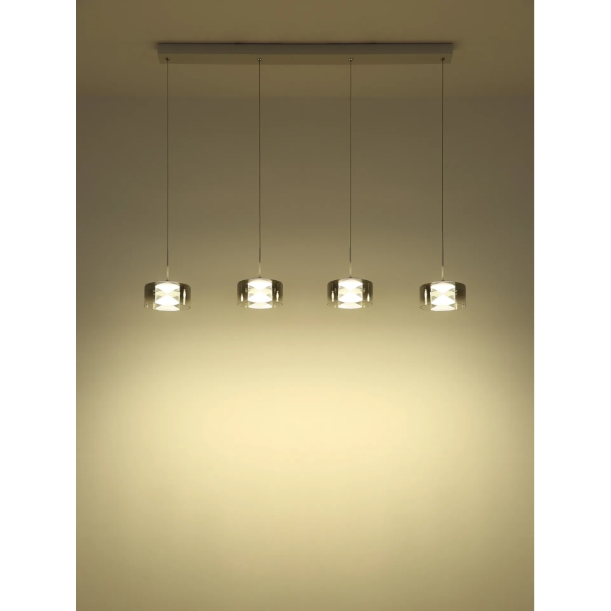 Globo - LED-pendel på wire LED/24W/230V hvid/røgfarvet
