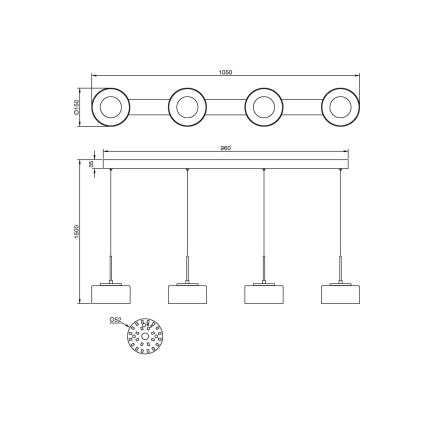 Globo - LED-pendel på wire LED/24W/230V hvid/røgfarvet