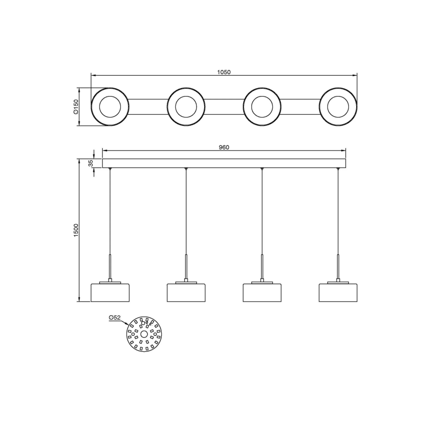 Globo - LED-pendel på wire LED/24W/230V hvid/røgfarvet