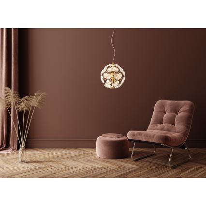 Globo - LED-lysekrone med wireophæng LED/12W/230V 3000K guld