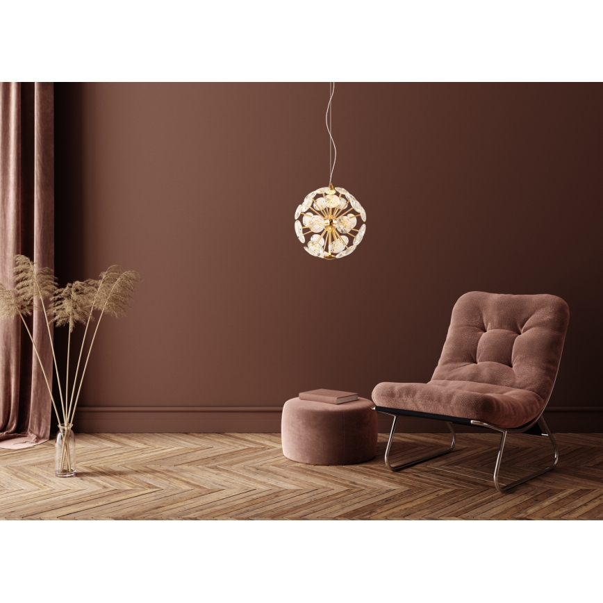 Globo - LED-lysekrone med wireophæng LED/12W/230V 3000K guld