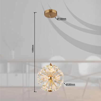 Globo - LED-lysekrone med wireophæng LED/12W/230V 3000K guld
