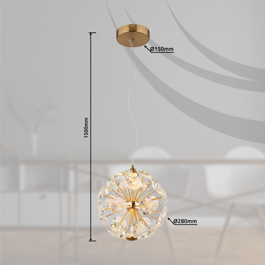 Globo - LED-lysekrone med wireophæng LED/12W/230V 3000K guld