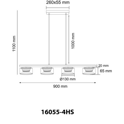 Globo - LED pendel 4xGX53/6W/230V røget/sort