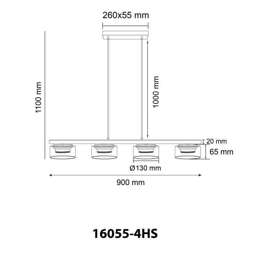 Globo - LED pendel 4xGX53/6W/230V røget/sort