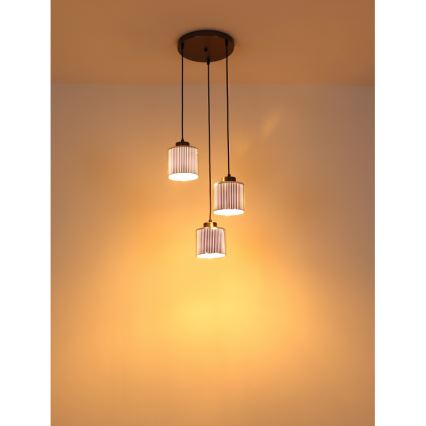Globo - Pendel 3xE27/60W/230V skinnende krom diameter 33 cm