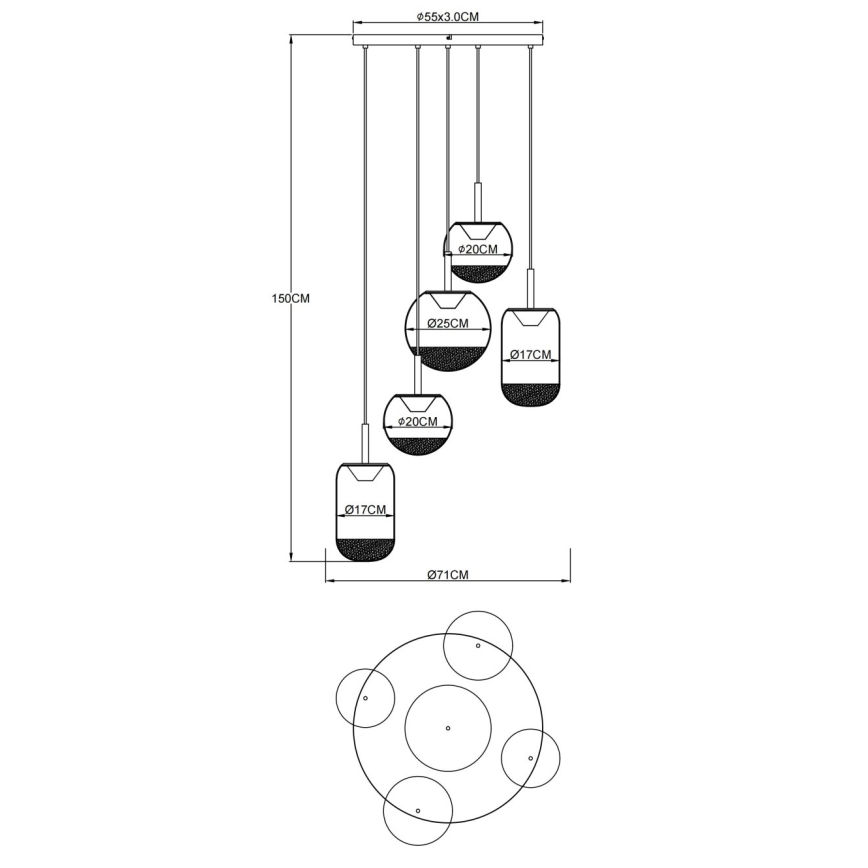 Globo - LED-pendel på wire LED/35W/230V