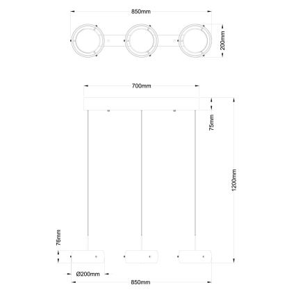 Globo - LED-lysekrone på kabel LED/30W/230V 3000K