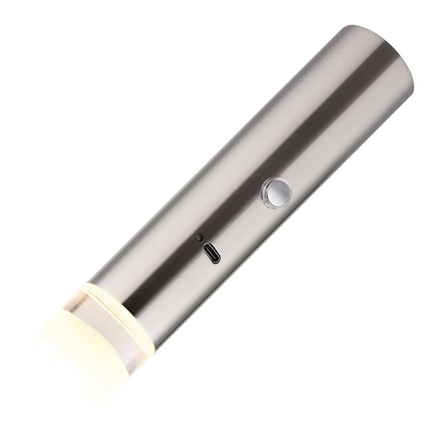 Globo - LED dæmpbar berøringsbetjent genopladelig lampe 2-i-1 LED/2W/230/5V mat krom