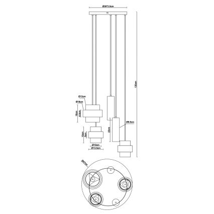 Globo - Loftlampe med wireophæng 3xE27/40W/230V + 2xGU10/10W