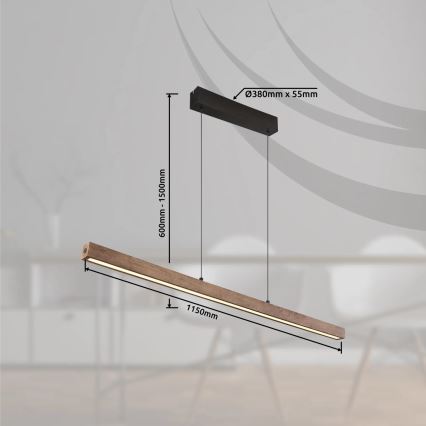 Globo - Dæmpbar LED-pendel med berøringsbetjening på kabel LED/24W/230V + LED/3W 3000K brun