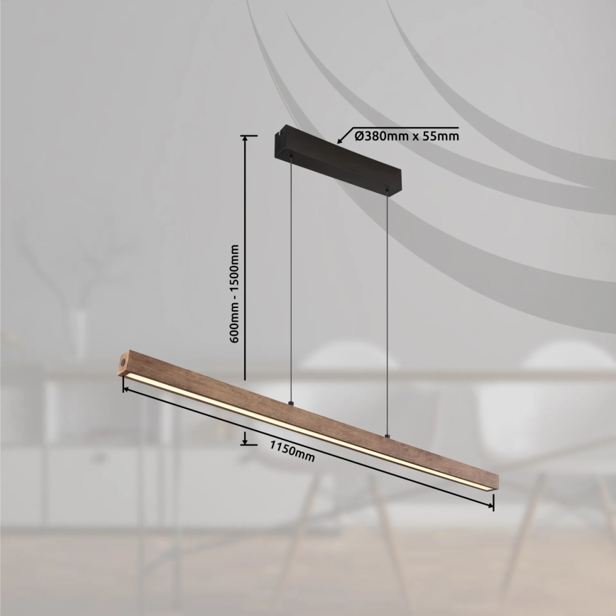 Globo - Dæmpbar LED-pendel med berøringsbetjening på kabel LED/24W/230V + LED/3W 3000K brun
