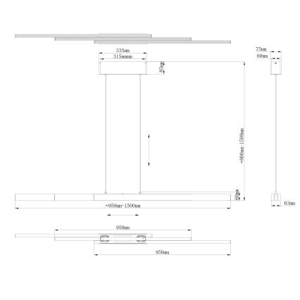 Globo - LED dæmpbar pendel med berøringsbetjening LED/39W/230V 2700/4000/6000K mat krom