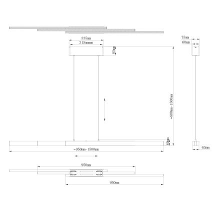 Globo - LED - dæmpbar, berøringsbetjent pendel på kabel LED/39W/230V 2700/4000/6000K messing