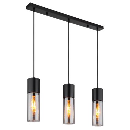 Globo - Pendel på kabel 3xE27/25W/230V, sort