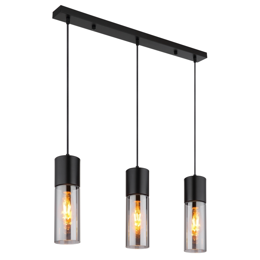 Globo - Pendel på kabel 3xE27/25W/230V, sort