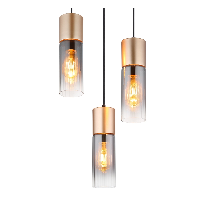 Globo - Pendel på wire 3xE27/25W/230V bronzefarvet Ø 30 cm