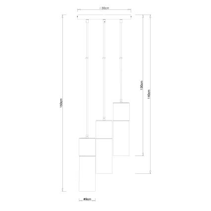 Globo - Pendel 3xE27/25W/230V diameter 30 cm mat krom