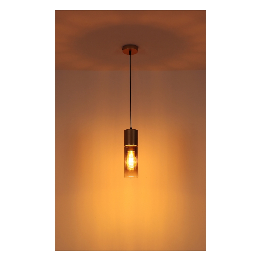 Globo - Pendel med kabel 1xE27/25W/230V, bronzefarvet, Ø 10,5 cm