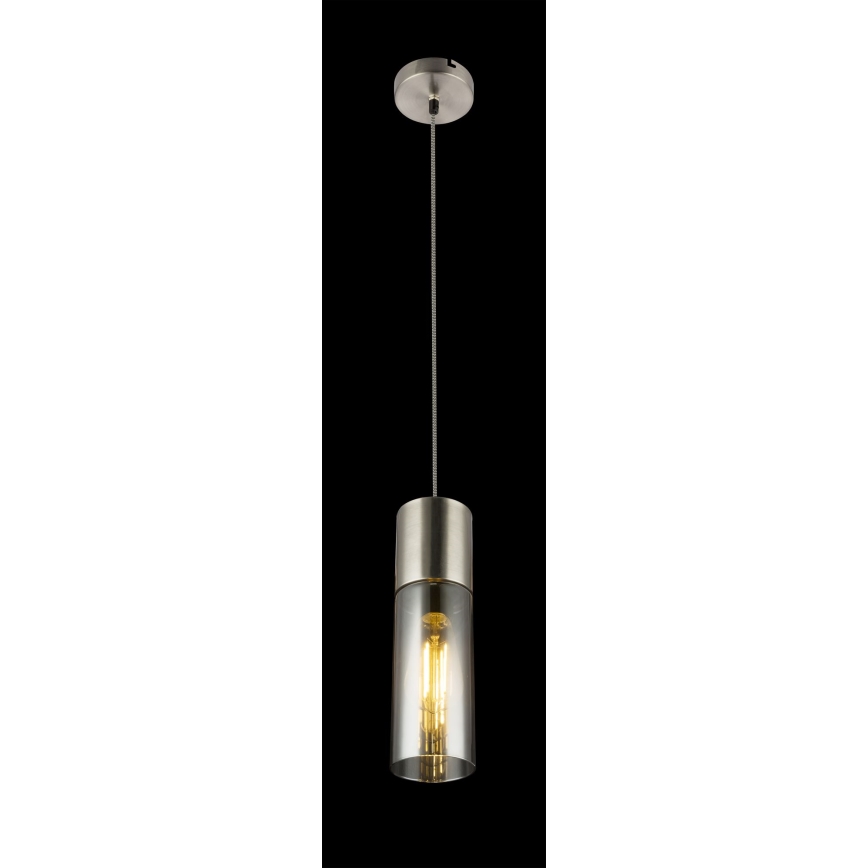 Globo - Pendel 1xE27/25W/230V diameter 10,5 cm mat krom