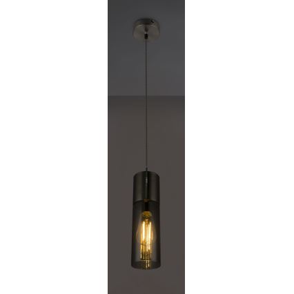 Globo - Pendel 1xE27/25W/230V diameter 10,5 cm mat krom