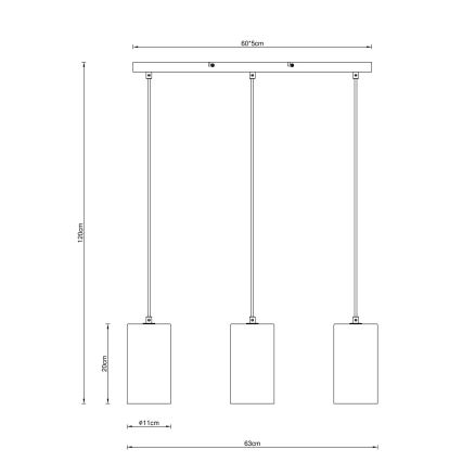 Globo - Pendel 3xE14/25W/230V sort