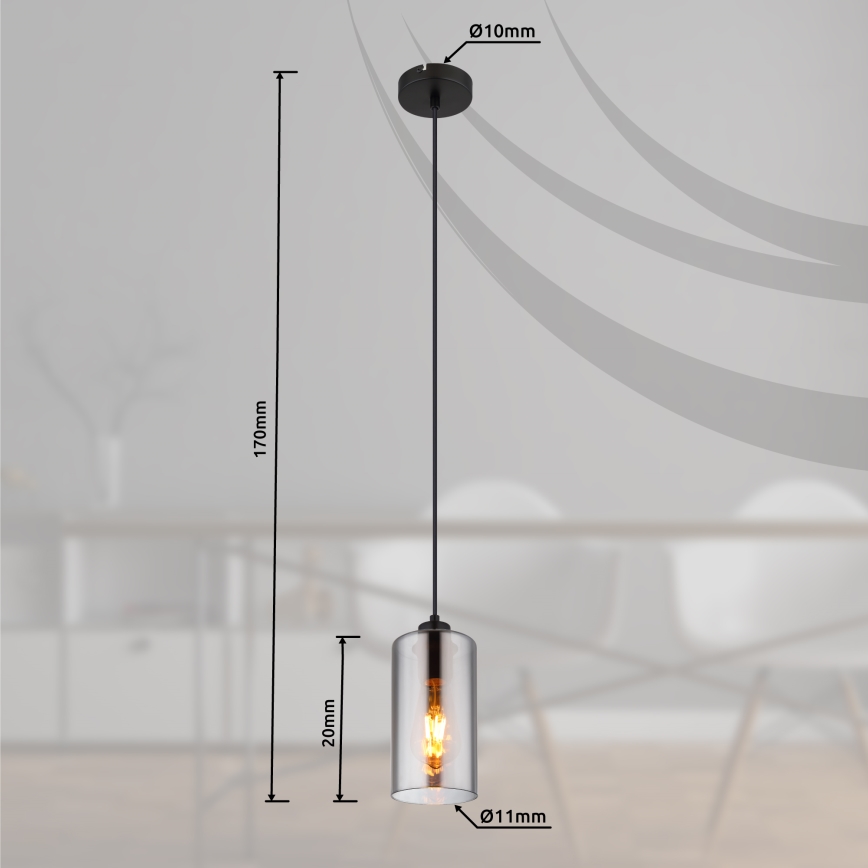Globo - Pendel 1xE27/25W/230V diameter 11 cm sort