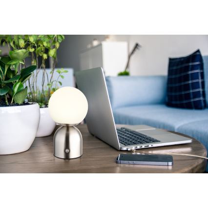 Globo - LED bordlampe m. touch-funktion dæmpbar LED/2,5W/3,7V 2700K/4000K/6500K 1800 mAh USB mat krom