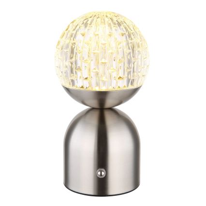 Globo - LED bordlampe m. touch-funktion dæmpbar LED/2,5W/3,7V 2700/4000/6500K 1800 mAh USB mat krom