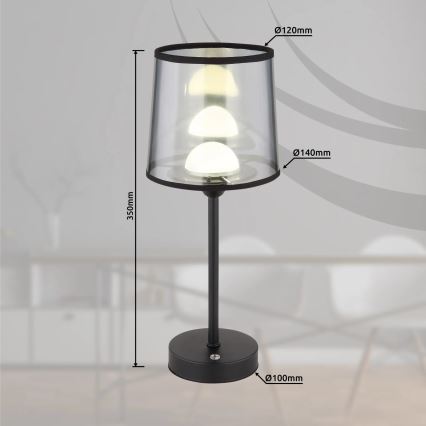 Globo - Genopladelig LED bordlampe m. touch-funktion dæmpbar LED/2,5W/3,7V 2700/4000/6500K 1800 mAh sort